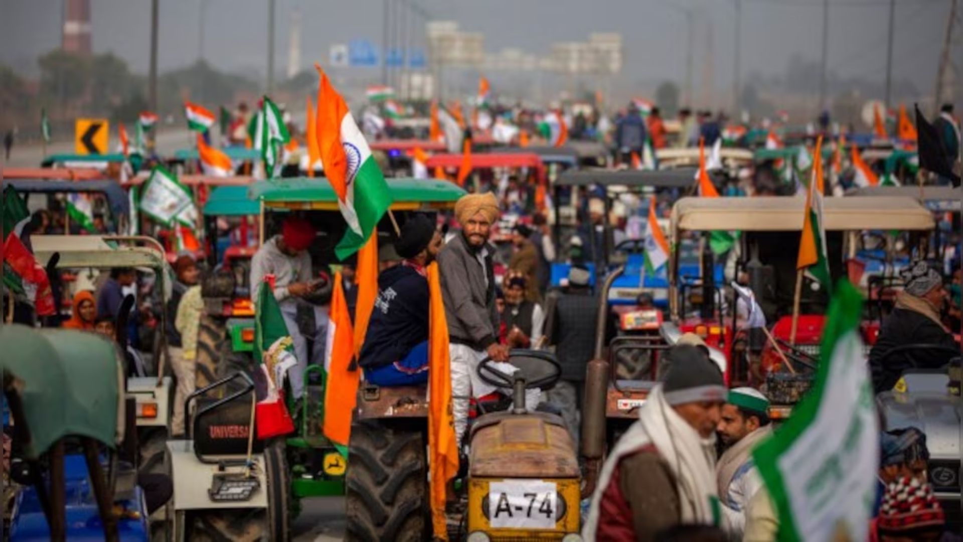 Farmers tractor march protest